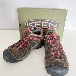 KEEN Voyageur Hiking Shoes Military Green Pink Size 7